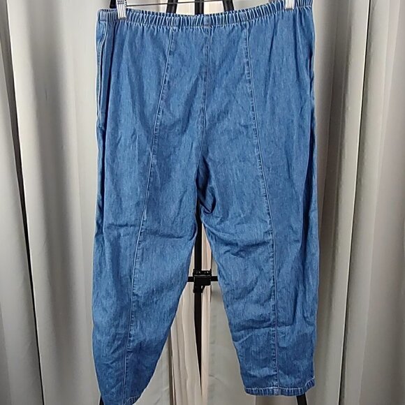 Orvis Blue Elastic Waist Band 100 % Cotton Capri Size 14 - Picture 2 of 8
